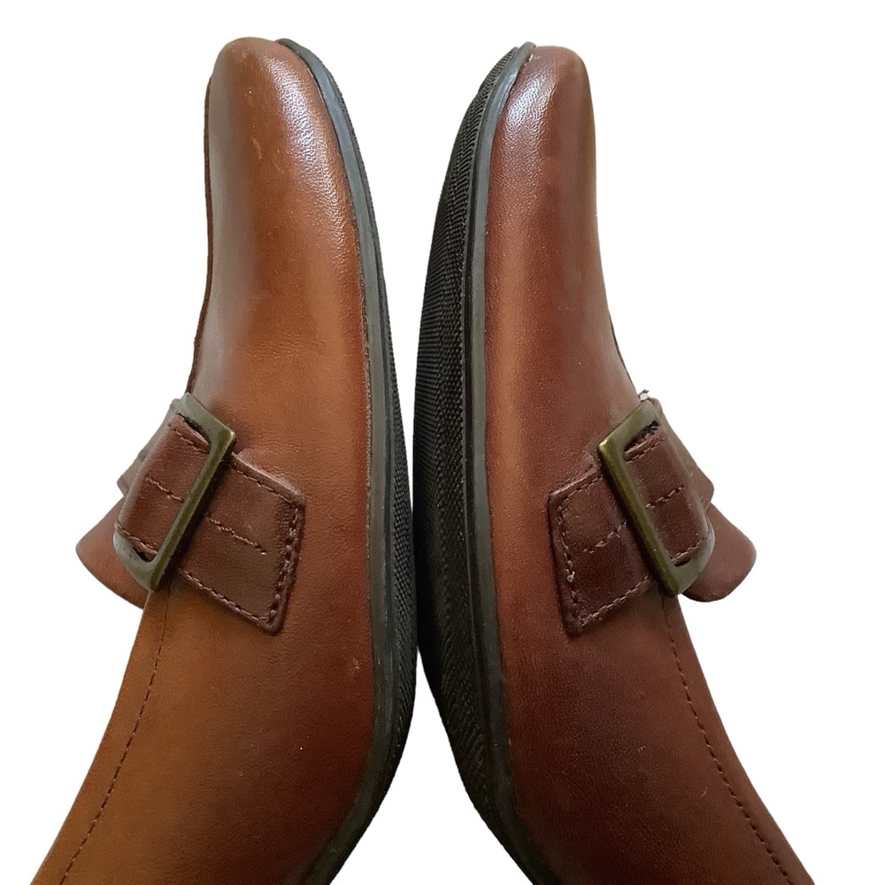 US 8 Cathy Jean Brazil Vintage Buckle Brown Leather Kitten Heels READ - Picture 7 of 16